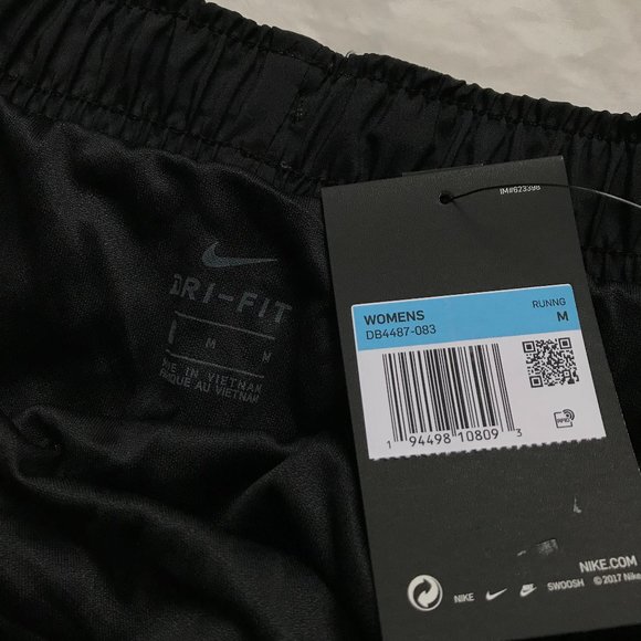 Women's Nike Dri-FIT Tempo Running Heather Black Lined Shorts Swoosh Size Medium - Picture 6 of 8